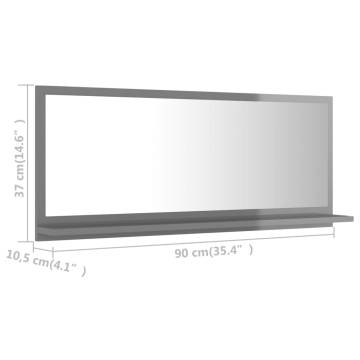 High Gloss Grey Bathroom Mirror - Stylish & Functional | HipoMarket