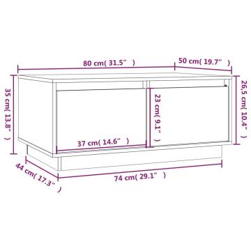 Elegant Solid Wood Pine Coffee Table - 80x50x35 cm