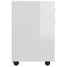 High Gloss White Rolling Cabinet - Stylish Storage Solution