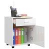 High Gloss White Rolling Cabinet - Stylish Storage Solution