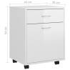 High Gloss White Rolling Cabinet - Stylish Storage Solution