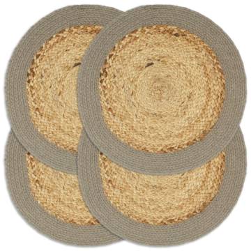 Natural & Grey Jute Cotton Placemats - 4 Pcs | Hipo Market