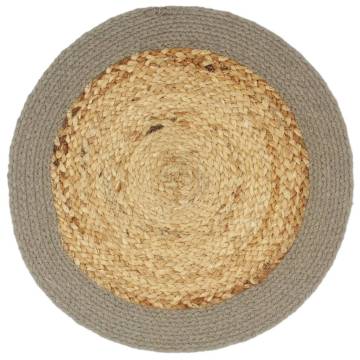 Natural & Grey Jute Cotton Placemats - 4 Pcs | Hipo Market