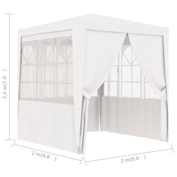 Professional Party Tent 2x2m with Side Walls - White