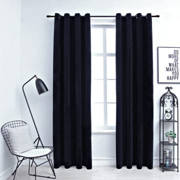 Elegant Blackout Curtains with Rings - Velvet Black 140x245 cm