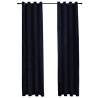 Elegant Blackout Curtains with Rings - Velvet Black 140x245 cm