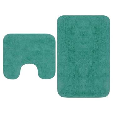 Luxurious Turquoise Bathroom Mat Set | 2-Piece Fabric Set