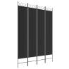 4-Panel Black Room Divider - 160x220 cm Fabric Screen