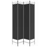 4-Panel Black Room Divider - 160x220 cm Fabric Screen