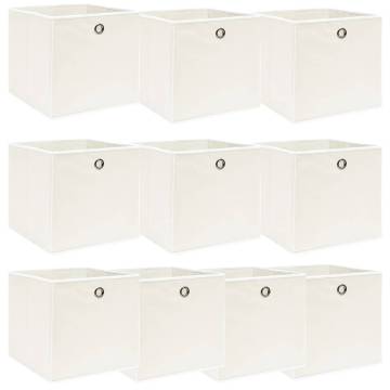 Storage Boxes 10 pcs - Foldable White Fabric Boxes