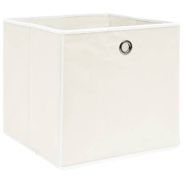 Storage Boxes 10 pcs - Foldable White Fabric Boxes