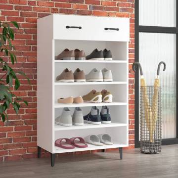 Elegant White Shoe Cabinet - 60x35x105 cm Engineered Wood