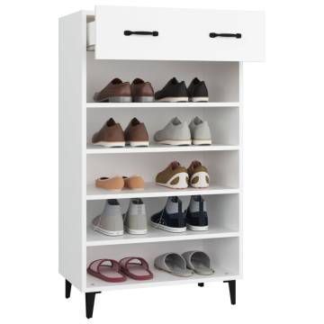 Elegant White Shoe Cabinet - 60x35x105 cm Engineered Wood