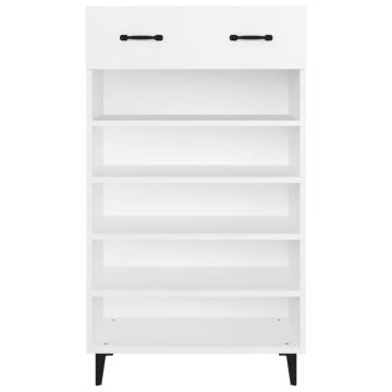 Elegant White Shoe Cabinet - 60x35x105 cm Engineered Wood