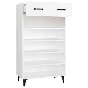 Elegant White Shoe Cabinet - 60x35x105 cm Engineered Wood