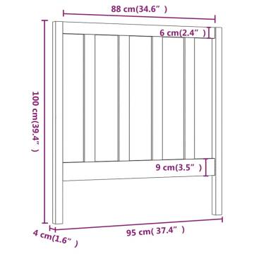 Stylish Grey Bed Headboard - Solid Pine 95x4x100 cm