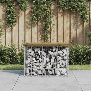 Garden Bench Gabion Design - Durable Pinewood & Steel Base