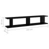 High Gloss Black Wall Shelf - 2pcs Engineered Wood 105x18x20cm