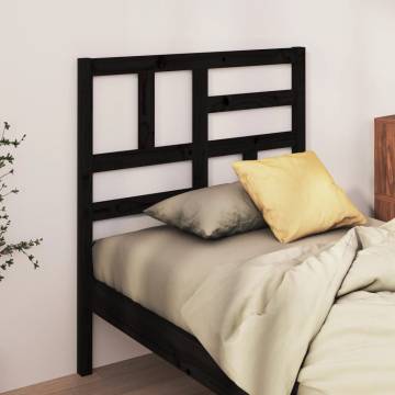 Stylish Black Solid Wood Bed Headboard - 96x4x104 cm