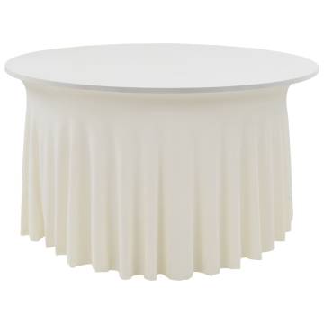 2 pcs Cream Stretch Table Covers with Skirt - 180x74 cm