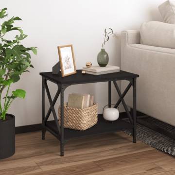 Stylish Black Side Table - 55x38x45 cm Engineered Wood