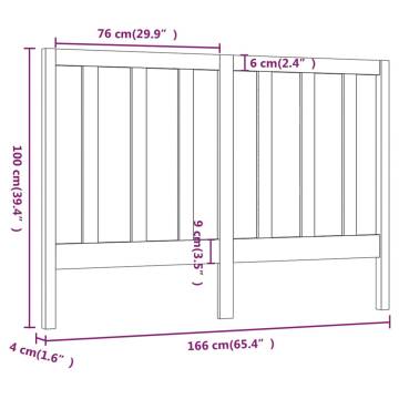 Stylish White Bed Headboard - Solid Pine 166x4x100 cm