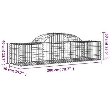 Arched Gabion Baskets 2 pcs - Galvanised Iron | HipoMarket