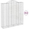 Arched Gabion Baskets - 12 pcs Galvanised Iron | HipoMarket