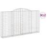 Arched Gabion Baskets 12 pcs - Galvanised Iron Garden Barriers