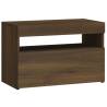 Elegant Brown Oak Bedside Cabinet with LED Lights | Hipo Market