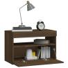 Elegant Brown Oak Bedside Cabinet with LED Lights | Hipo Market