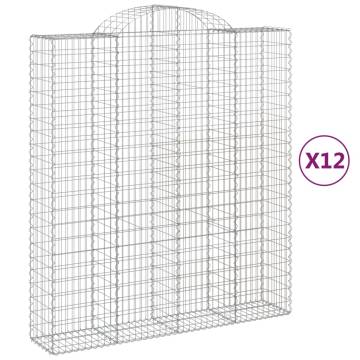 Arched Gabion Baskets - 12 pcs Galvanised Iron Garden Decors