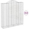 Arched Gabion Baskets - 14 pcs Galvanised Iron | HipoMarket