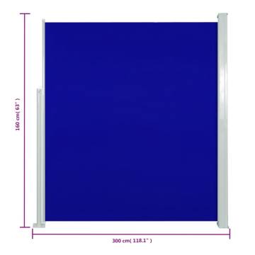 Patio Retractable Side Awning 160x300 cm - Blue | HipoMarket