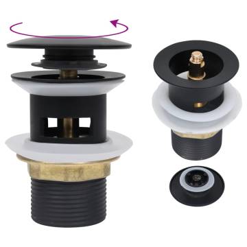 Push Drain with Overflow Function - Black, Durable & Easy to Use