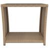 Beige Poly Rattan Tea Table with Glass Top - Durable & Elegant