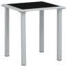 Garden Table Black and Silver - 41x41x45 cm Steel & Glass