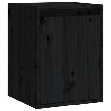 Wall Cabinet Black 30x30x40 cm | Solid Wood Pine Storage