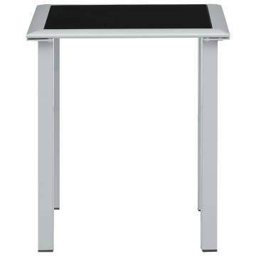 Garden Table Black and Silver - 41x41x45 cm Steel & Glass