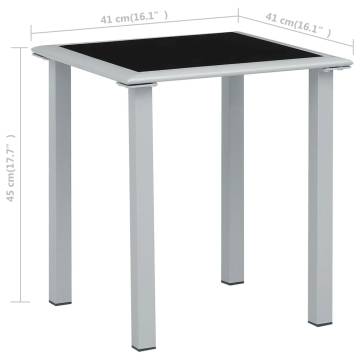 Garden Table Black and Silver - 41x41x45 cm Steel & Glass