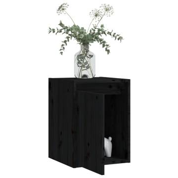 Wall Cabinet Black 30x30x40 cm | Solid Wood Pine Storage