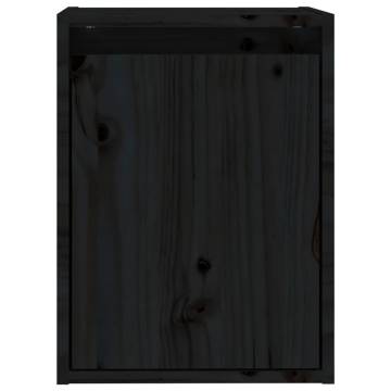 Wall Cabinet Black 30x30x40 cm | Solid Wood Pine Storage