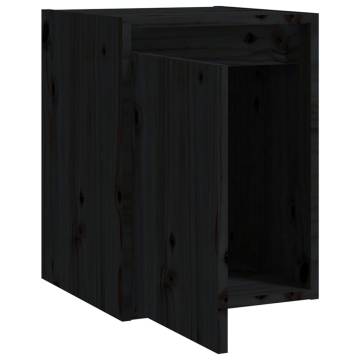 Wall Cabinet Black 30x30x40 cm | Solid Wood Pine Storage