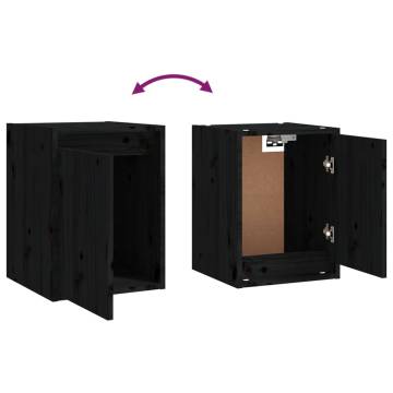 Wall Cabinet Black 30x30x40 cm | Solid Wood Pine Storage