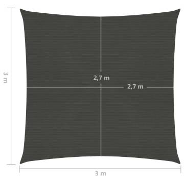 Sunshade Sail 160 g/m² Anthracite 3x3 m - Durable Protection