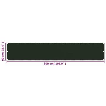 Dark Green Balcony Screen 90x500 cm - HDPE Privacy Shade