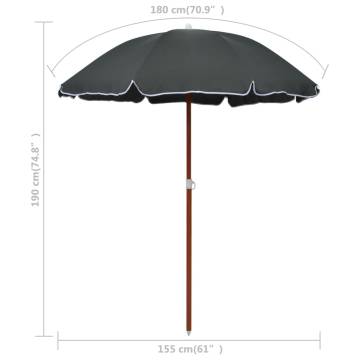 Elegant 180 cm Anthracite Parasol with Steel Pole | HipoMarket