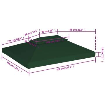 Gazebo Cover Canopy Replacement 310g/m² Green - 3x4m