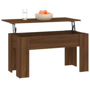 Brown Oak Coffee Table 101x49x52 cm | Modern Lift-Top Design