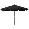 330 cm Black Outdoor Parasol with Wooden Pole | HipoMarket